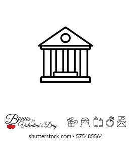 Web line icon. Classical building with columns (University icon, bank icon)
