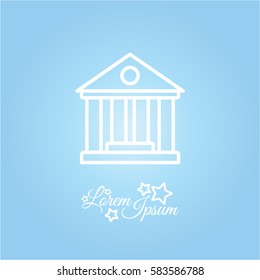 Web line icon. Classical building with columns (University icon, bank icon)