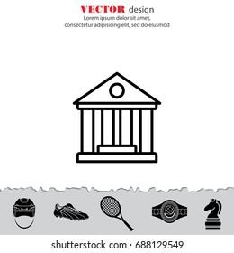 Web line icon. Classical building with columns (University icon, bank icon)