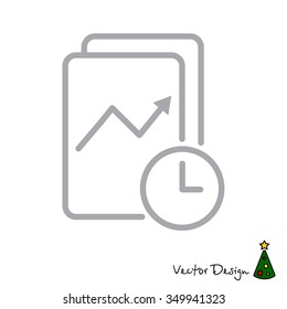 Web line icon. Clock and graph, analytics