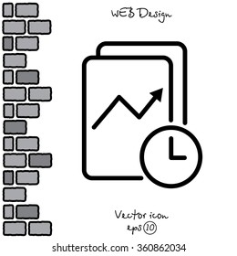 Web line icon. Clock and graph, analytics