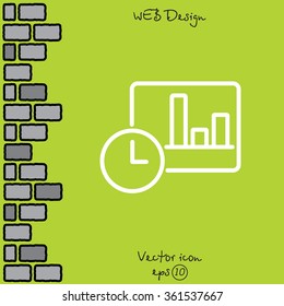 Web line icon. Clock and graph, analytics