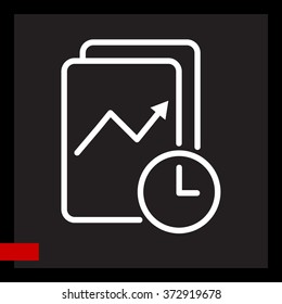 Web line icon. Clock and graph, analytics