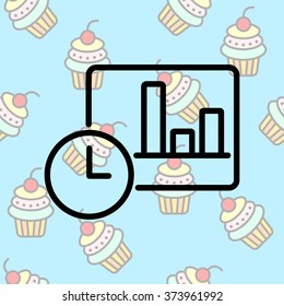 Web line icon. Clock and graph, analytics