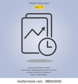 Web line icon. Clock and graph, analytics