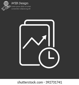 Web line icon. Clock and graph, analytics