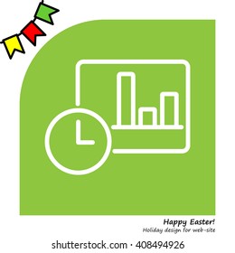 Web line icon. Clock and graph, analytics