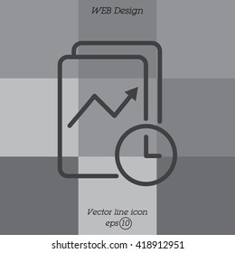Web line icon. Clock and graph, analytics