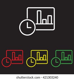 Web line icon. Clock and graph, analytics