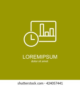 Web line icon. Clock and graph, analytics