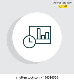 Web line icon. Clock and graph, analytics