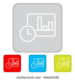 Web line icon. Clock and graph, analytics
