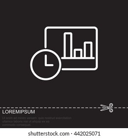 Web line icon. Clock and graph, analytics