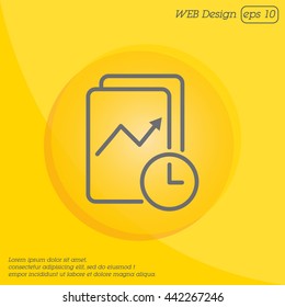 Web line icon. Clock and graph, analytics