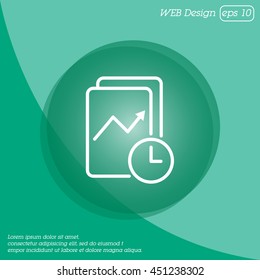 Web line icon. Clock and graph, analytics