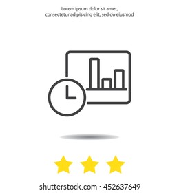 Web line icon. Clock and graph, analytics