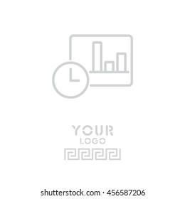 Web line icon. Clock and graph, analytics