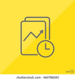 Web line icon. Clock and graph, analytics