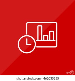 Web line icon. Clock and graph, analytics