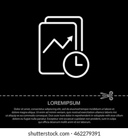 Web line icon. Clock and graph, analytics