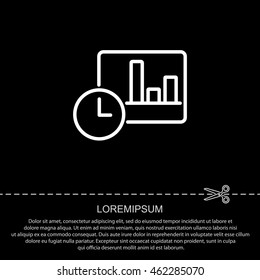 Web line icon. Clock and graph, analytics
