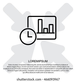 Web line icon. Clock and graph, analytics