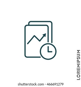 Web line icon. Clock and graph, analytics