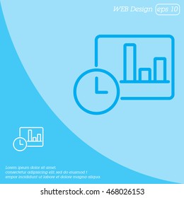 Web line icon. Clock and graph, analytics