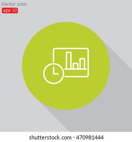 Web line icon. Clock and graph, analytics