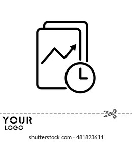 Web line icon. Clock and graph, analytics
