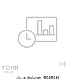 Web line icon. Clock and graph, analytics