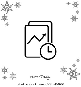 Web line icon. Clock and graph, analytics