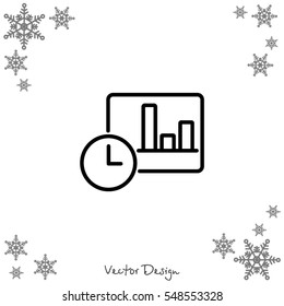 Web line icon. Clock and graph, analytics