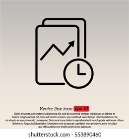 Web line icon. Clock and graph, analytics