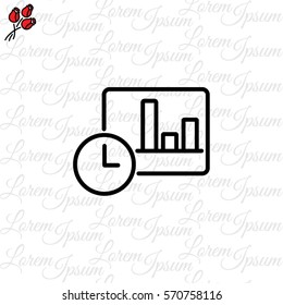 Web line icon. Clock and graph, analytics