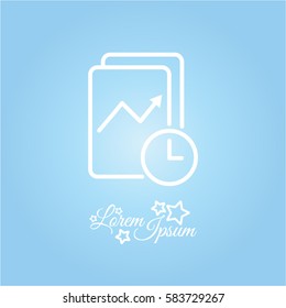 Web line icon. Clock and graph, analytics
