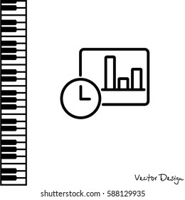 Web line icon. Clock and graph, analytics