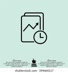 Web line icon. Clock and graph, analytics