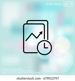 Web line icon. Clock and graph, analytics