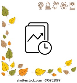 Web line icon. Clock and graph, analytics