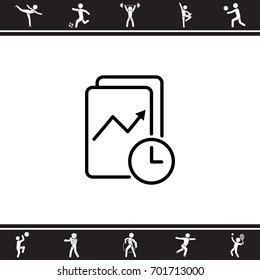 Web line icon. Clock and graph, analytics