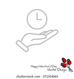 Web line icon. Clock in hand