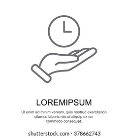 Web line icon. Clock in hand