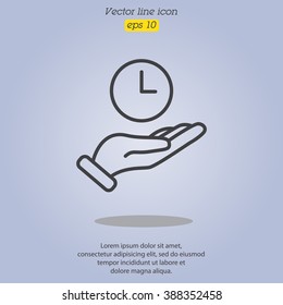 Web line icon. Clock in hand