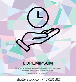 Web line icon. Clock in hand