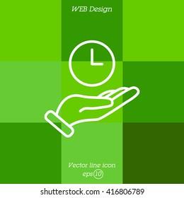 Web line icon. Clock in hand