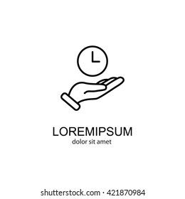Web line icon. Clock in hand