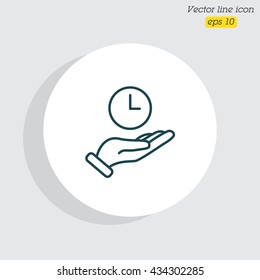Web line icon. Clock in hand