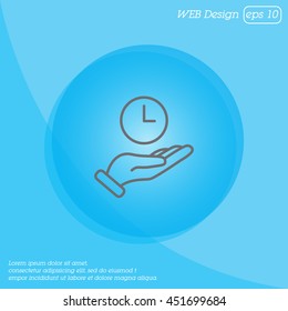 Web line icon. Clock in hand