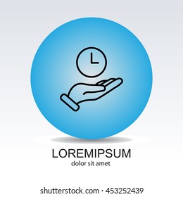 Web line icon. Clock in hand